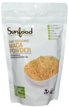 Sunfood, Raw Organic Maca Powder, 8 oz (227 g) ,المكملات الغذائية، أدابتوغين، الرجال، ماكا