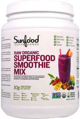 Sunfood, Raw Organic Superfood Smoothie Mix, 2.2 lbs (997.9 g) ,المكملات الغذائية، سوبرفوودس