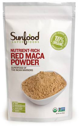 Sunfood, Raw Red Maca Powder, 8 oz (227 g) ,المكملات الغذائية، أدابتوغين، الرجال، ماكا