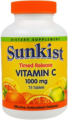 Sunkist, Vitamin C, Timed Release, 1000 mg, 75 Tablets ,الفيتامينات، فيتامين ج، فيتامين ج الافراج عن الوقت