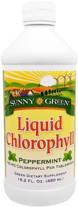 Sunny Green, Liquid Chlorophyll, Peppermint, 100 mg, 16.2 fl oz (480 ml) ,المكملات الغذائية، الكلوروفيل