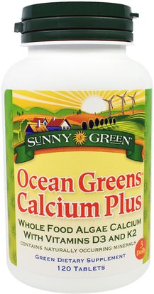 Sunny Green, Ocean Greens Calcium Plus, 120 Tablets ,المكملات الغذائية، والمعادن، والكالسيوم