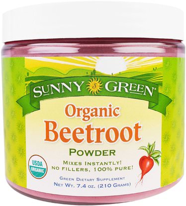 Sunny Green, Organic Beetroot Powder, 7.4 oz (210 g) ,الأعشاب، الجذر مسحوق البنجر