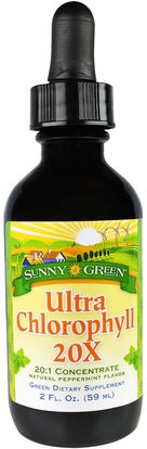 Sunny Green, Ultra Chlorophyll 20X, Natural Peppermint Flavor, 2 fl oz (59 ml) ,المكملات الغذائية، الكلوروفيل