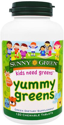Sunny Green, Yummy Greens, Fruit Punch, 120 Chewable Tablets ,المكملات الغذائية، سوبرفوودس، الخضر