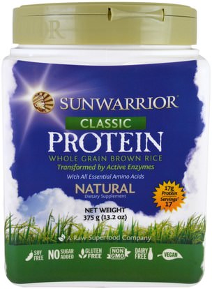 Sunwarrior, Classic Protein, Whole Grain Brown Rice, Natural, 13.2 oz (375 g) ,والرياضة، وتجريب، والبروتين