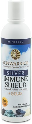 Sunwarrior, Immune Shield, Natural Fulvic Complex + Gold, 8 fl oz (236.5 mL) ,المكملات الغذائية، المعادن، محارب الشمس المناعية، المعادن السائلة