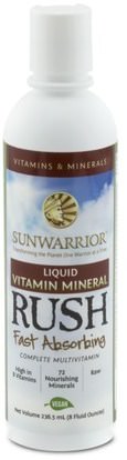 Sunwarrior, Liquid Vitamin Mineral Rush, 8 fl oz (236.5 ml) ,الفيتامينات، الفيتامينات السائلة، الفيتامينات الشمس المحارب الخام