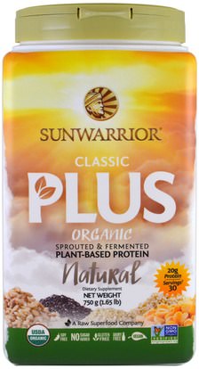 Sunwarrior, Organic, Classic Plus, Natural, 1.65 lb (750 g) ,والرياضة، وتجريب، والبروتين