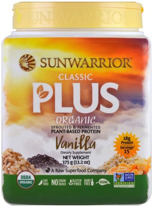 Sunwarrior, Organic Classic Plus, Vanilla, 13.2 oz (375 g) ,والرياضة، وتجريب، والبروتين