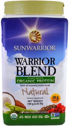 Sunwarrior, Warrior Blend, Plant-Based Organic Protein, Natural, 1.65 lb (750 g) ,والرياضة، وتجريب، والبروتين