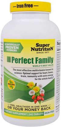 Super Nutrition, Perfect Family, Multivitamin, Iron Free, 240 Tablets ,الفيتامينات، الفيتامينات، مزيج مثالي