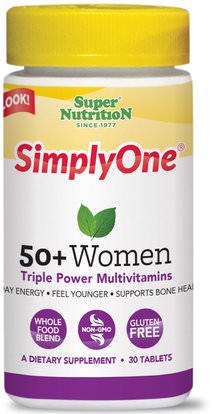 Super Nutrition, SimplyOne, 50+ Women, Triple Power Multivitamins, 30 Tablets ,الفيتامينات، النساء الفيتامينات