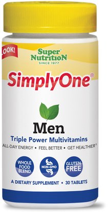 Super Nutrition, SimplyOne, Men, Triple Power Multivitamins, 30 Tablets ,الفيتامينات، الرجال الفيتامينات