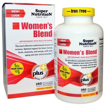 Super Nutrition, Womens Blend, Iron Free, 180 Tabs ,الفيتامينات، النساء الفيتامينات