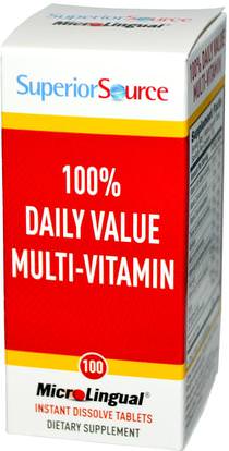 Superior Source, 100% Daily Value Multi-Vitamin, 100 MicroLingual Instant Dissolve Tablets ,الفيتامينات، الفيتامينات
