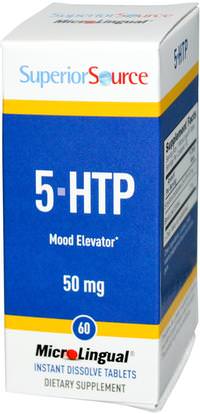 Superior Source, 5-HTP, 50 mg, 60 MicroLingual Instant Dissolve Tablets ,المكملات الغذائية، 5-هتب، 5-هتب 50 ملغ