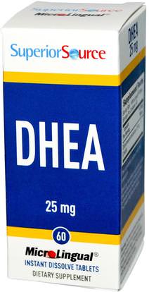 Superior Source, DHEA, 25 mg, 60 MicroLingual Instant Dissolve Tablets ,المكملات الغذائية، ديا، الصحة