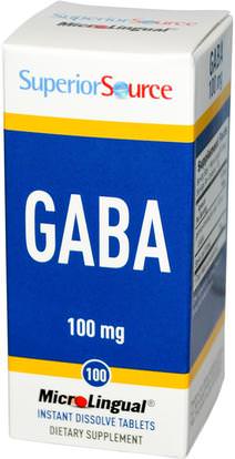 Superior Source, GABA, 100 mg, 100 MicroLingual Instant Dissolve Tablets ,والمكملات الغذائية، غابا (حمض غاما أمينوبوتيريك)، والصحة، والمزاج