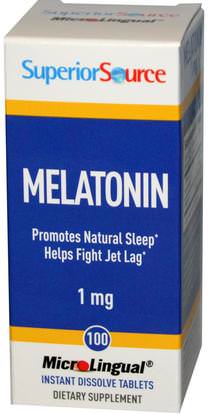 Superior Source, Melatonin, 1 mg, 100 MicroLingual Instant Dissolve Tablets ,والمكملات الغذائية، الميلاتونين 1 ملغ، والنوم