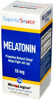 Superior Source, Melatonin, 10 mg, 100 MicroLingual Instant Dissolve Tablets ,المكملات الغذائية، الميلاتونين، والنوم
