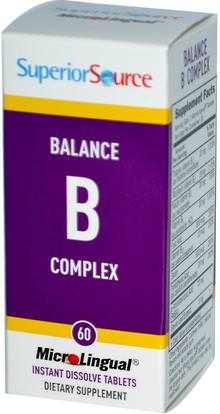 Superior Source, Balance B Complex, 60 MicroLingual Instant Dissolve Tablets ,الفيتامينات، فيتامين ب المعقدة