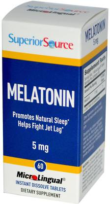 Superior Source, Melatonin, 5 mg, 60 MicroLingual Instant Dissolve Tablets ,والمكملات الغذائية، الميلاتونين 5 ملغ، والنوم