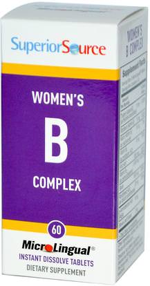 Superior Source, Womens B Complex, 60 MicroLingual Instant Dissolve Tablets ,الفيتامينات، فيتامين ب المركب، النساء