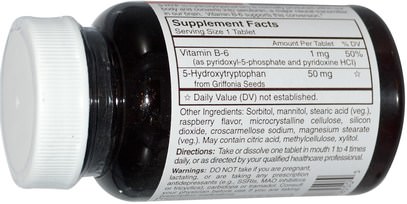 والمكملات الغذائية، 5-هتب، والصحة، والمزاج Carlson Labs, Healthy Mood, 5-HTP Elite, Natural Raspberry Flavor, 50 mg, 60 Tasty Tablets