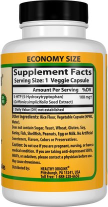 المكملات الغذائية، 5-هتب، 5-هتب 100 ملغ Healthy Origins, 5-HTP, 100 mg, 120 Veggie Caps