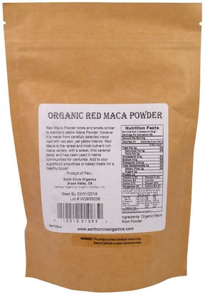 المكملات الغذائية، أدابتوغين، الرجال، ماكا Earth Circle Organics, Raw Organic Red Maca Powder, 8 oz (227 g)