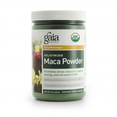 المكملات الغذائية، أدابتوغين، سوبرفوودس Gaia Herbs, Gelatinized Maca Powder, 16 oz (454 g)