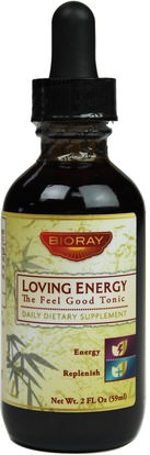 المكملات الغذائية، الكظرية، الانفلونزا الباردة والفيروسية، جهاز المناعة Bioray Inc., Loving Energy, (The-Feel-Good-Tonic), 2 fl oz (59 ml)