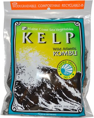 المكملات الغذائية، الطحالب المختلفة، عشب البحر Maine Coast Sea Vegetables, Kelp, Wild Atlantic Kombu, 2 oz (56 g)