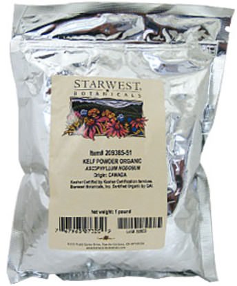 المكملات الغذائية، الطحالب المختلفة، عشب البحر Starwest Botanicals, Organic Kelp Powder, 1 lb (453.6 g)