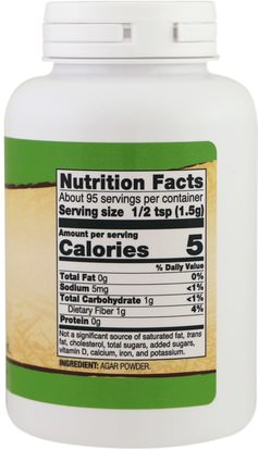 المكملات الغذائية، الطحالب المختلفة Now Foods, Agar Powder, 5 oz (142 g)