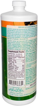 المكملات الغذائية، الألوة فيرا، سائل الألوة فيرا Aloe Life International, Inc, Aloe Vera & 100% Natural Juices for Children & Adults, Orange Papaya, 32 fl oz (1 Quart)