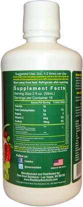 المكملات الغذائية، الألوة فيرا، سائل الألوة فيرا Real Aloe Inc., Aloe Vera Super Juice, 32 fl oz (960 ml)