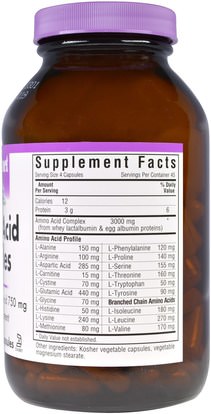 والمكملات، والأحماض الأمينية، وتركيبات الأحماض الأمينية Bluebonnet Nutrition, Amino Acid Capsules, 180 Veggie Caps