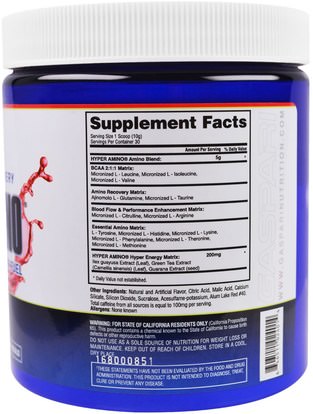 والمكملات، والأحماض الأمينية، وتركيبات الأحماض الأمينية، والصحة، والطاقة Gaspari Nutrition, HyperAmino, Strawberry Kiwi, 10.58 oz (300 g)