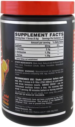 والمكملات، والأحماض الأمينية، بكا (متفرعة سلسلة الأحماض الأمينية)، والرياضة، تجريب Nutrex Research Labs, Black Series, Amino Drive, Wild Cherry Citrus, 9.1 oz (258 g)