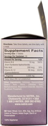 المكملات الغذائية، والأحماض الأمينية، ل أرجينين Natrol, L-Arginine, 3000 mg, 90 Tablets