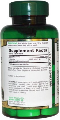 المكملات الغذائية، والأحماض الأمينية، ل أرجينين Natures Bounty, L-Arginine, 1000 mg, 50 Tablets