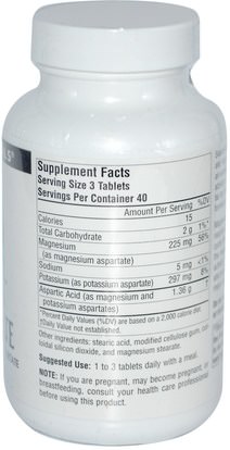 المكملات الغذائية، الأحماض الأمينية، l حمض الأسبارتيك، المعادن Source Naturals, K-Mag, Aspartate, 120 Tablets
