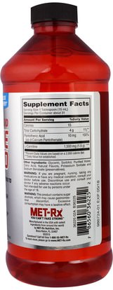 المكملات الغذائية، والأحماض الأمينية، ل كارنيتين، ل كارنيتين السائل، والرياضة، والعضلات MET-Rx, Liquid L-Carnitine 1500, Natural Watermelon Flavor, 16 fl oz (473 ml)