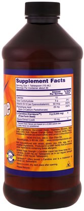 المكملات الغذائية، والأحماض الأمينية، ل كارنيتين Now Foods, L-Carnitine Liquid, Triple Strength, Citrus Flavor, 3,000 mg, 16 fl oz (473 ml)