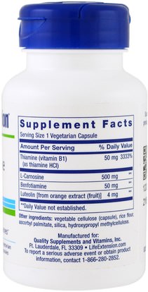 المكملات الغذائية، والأحماض الأمينية، ل كارنوزين Life Extension, Super Carnosine, 500 mg, 60 Veggie Caps