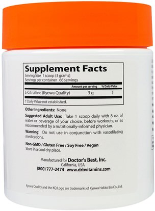 المكملات الغذائية، والأحماض الأمينية، ل سيترولين Doctors Best, L-Citrulline Powder, 7 oz (200 g)