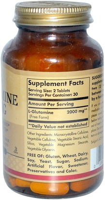 والمكملات، والأحماض الأمينية، ل الجلوتامين، وأقراص الجلوتامين ل Solgar, L-Glutamine, 1000 mg, 60 Tablets