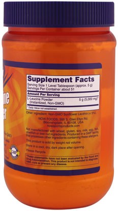 المكملات الغذائية، الأحماض الأمينية، ليوسين ل Now Foods, Sports, L-Leucine Powder, 9 oz (255 g)
